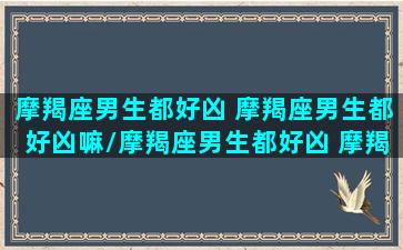 摩羯座男生都好凶 摩羯座男生都好凶嘛/摩羯座男生都好凶 摩羯座男生都好凶嘛-我的网站